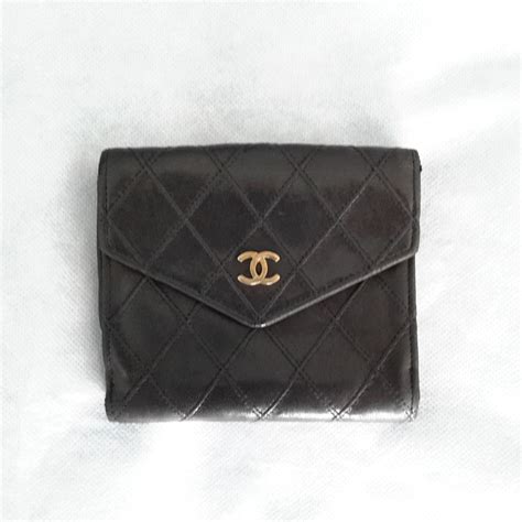 authentic chanel black wallet.